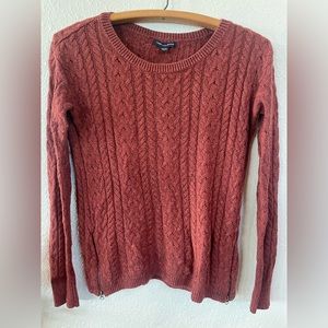 American Eagle Cable Knit sweater with side zips